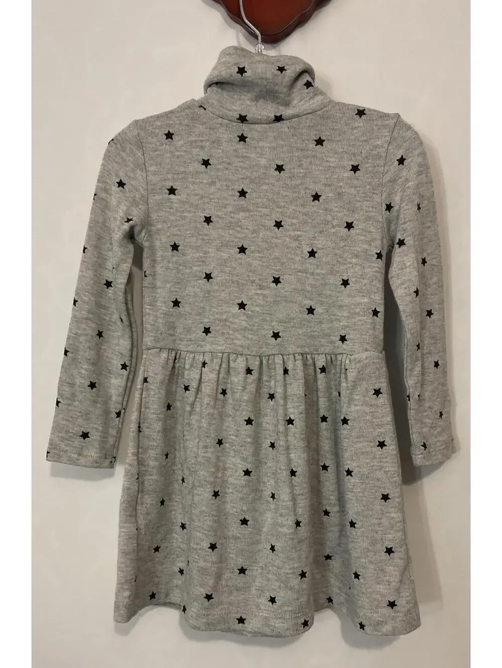 Carters Girls 2t Gray Star-Print Turtleneck Pullover Long-Sleeved Dress! A946